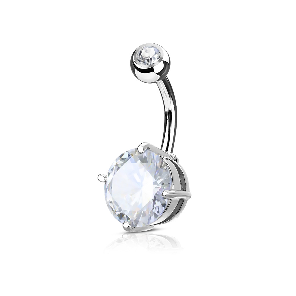 Šperky4U Piercing do pupíku, čirý kámen 10 mm - WP01029-C