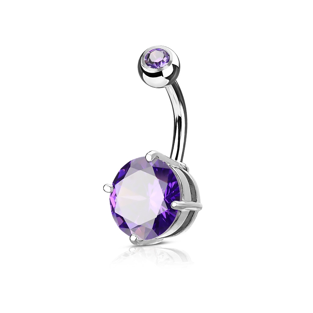 Šperky4U Piercing do pupíku, fialový kámen 10 mm - WP01029-TZ