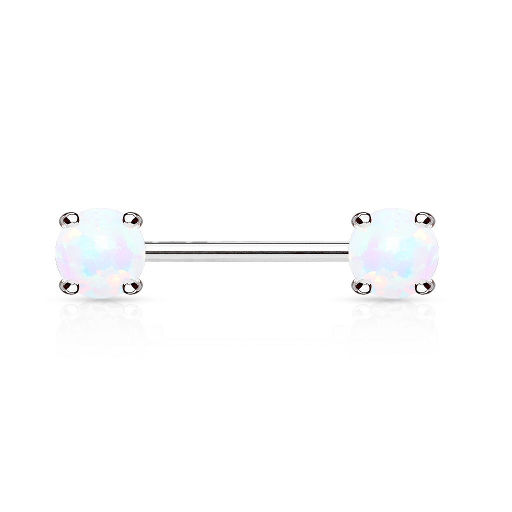 Šperky4U Piercing do bradavky, bílé opály - BR01023-WH