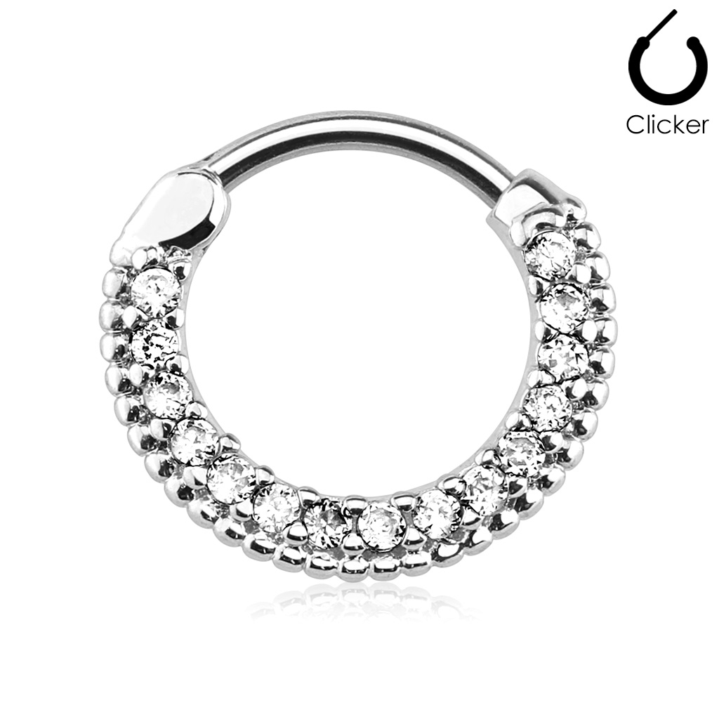 Šperky4U Piercing do nosu - septum, čiré kamínky - NS0031-C