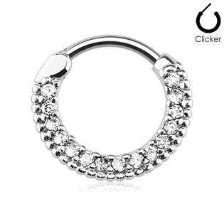 Piercing do nosu - septum, čiré kamínky