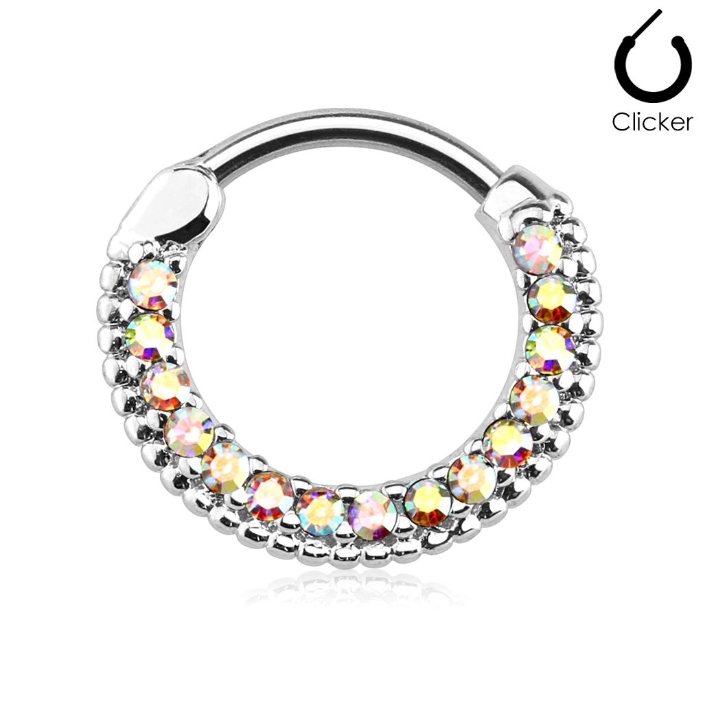 Šperky4U Piercing do nosu - septum, duhové kamínky - NS0031-AB