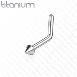 Zahnutý piercing do nosu špička - TITAN