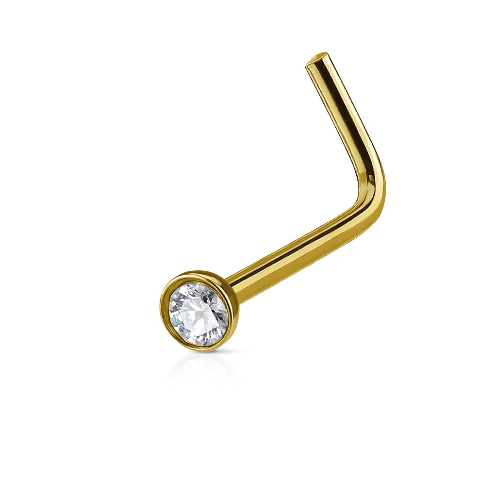 Šperky4U Zlacený zahnutý piercing do nosu - N0046-GD