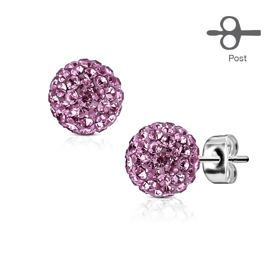 Šperky4U Ocelové náušnice - fialové kamínky - OPN1186-A