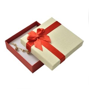 Krabička na súpravu šperkov, červená mašľa