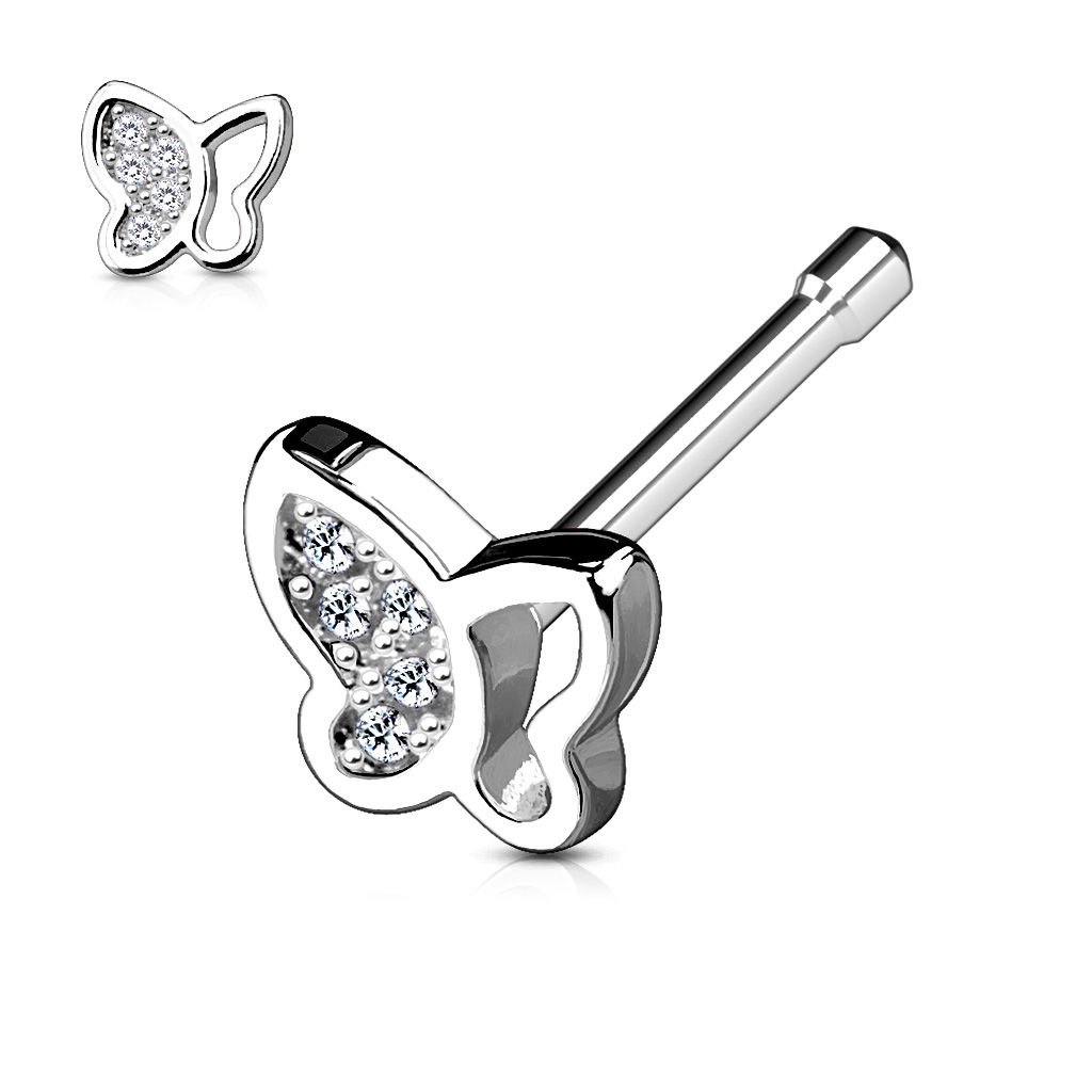 Šperky4U Piercing do nosu - motýlek - N0049-ST