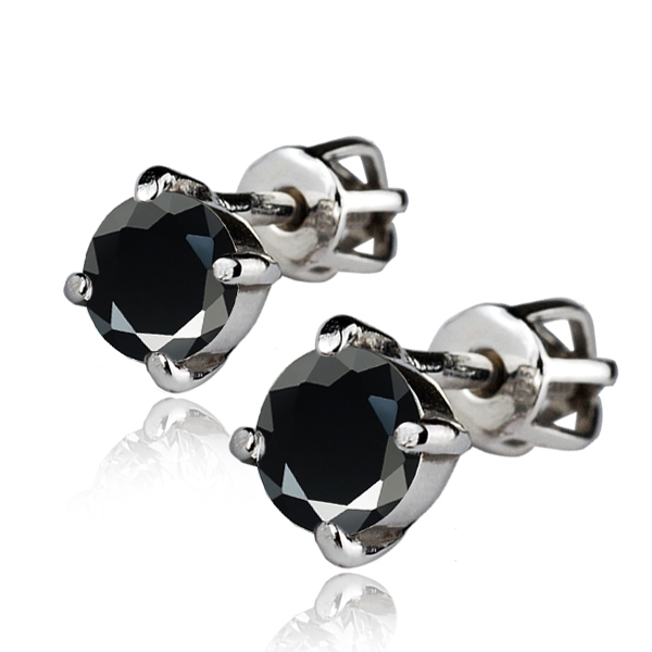 Šperky4U Stříbrné náušnice - černé zirkony 5 mm - ZB23210-K