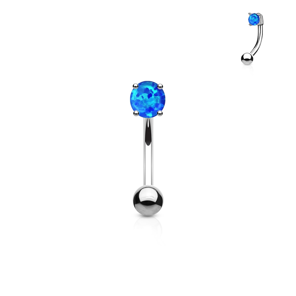 Šperky4U Piercing do obočí - opál, modrá barva - OB1007-B