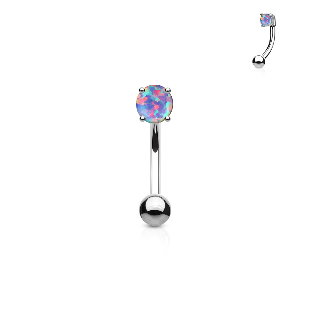 Šperky4U Piercing do obočí - opál, fialová barva - OB1007-A