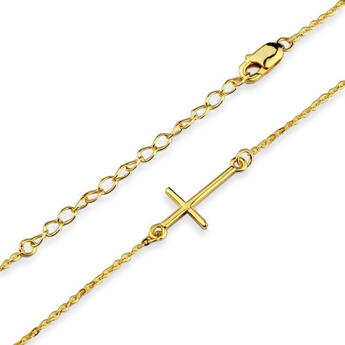 Šperky4U Pozlacený stříbrný náhrdelník - křížek - ZB87192-GD