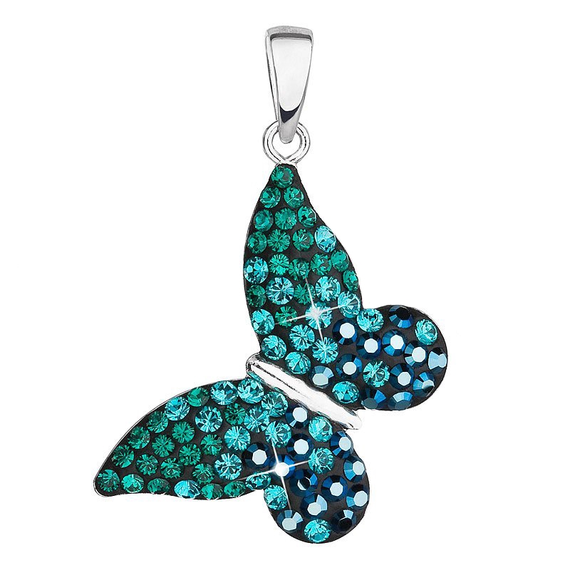 Strieborný prívesok motýlik s kryštálmi Crystals from Swarovski ®, Magic Green
