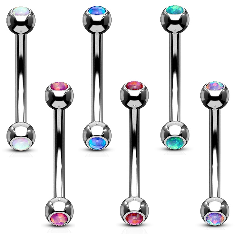 Šperky4U Piercing do obočí zdobený opálem - OB0001-P