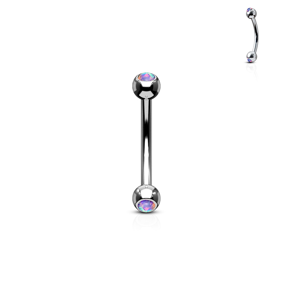 Šperky4U Piercing do obočí zdobený opálem - OB0001-A
