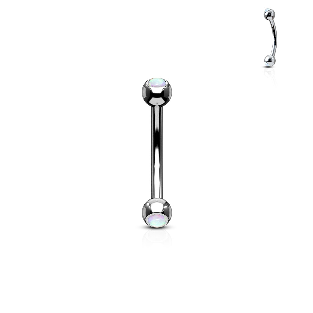 Šperky4U Piercing do obočí zdobený opálem - OB0001-WH