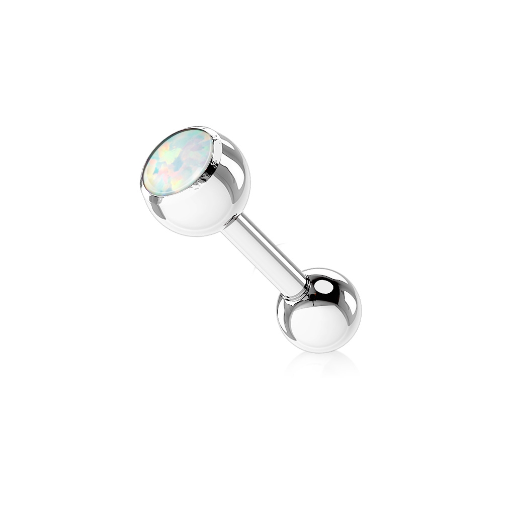 Šperky4U Piercing do jazyka s opálem - PJ0003-WH