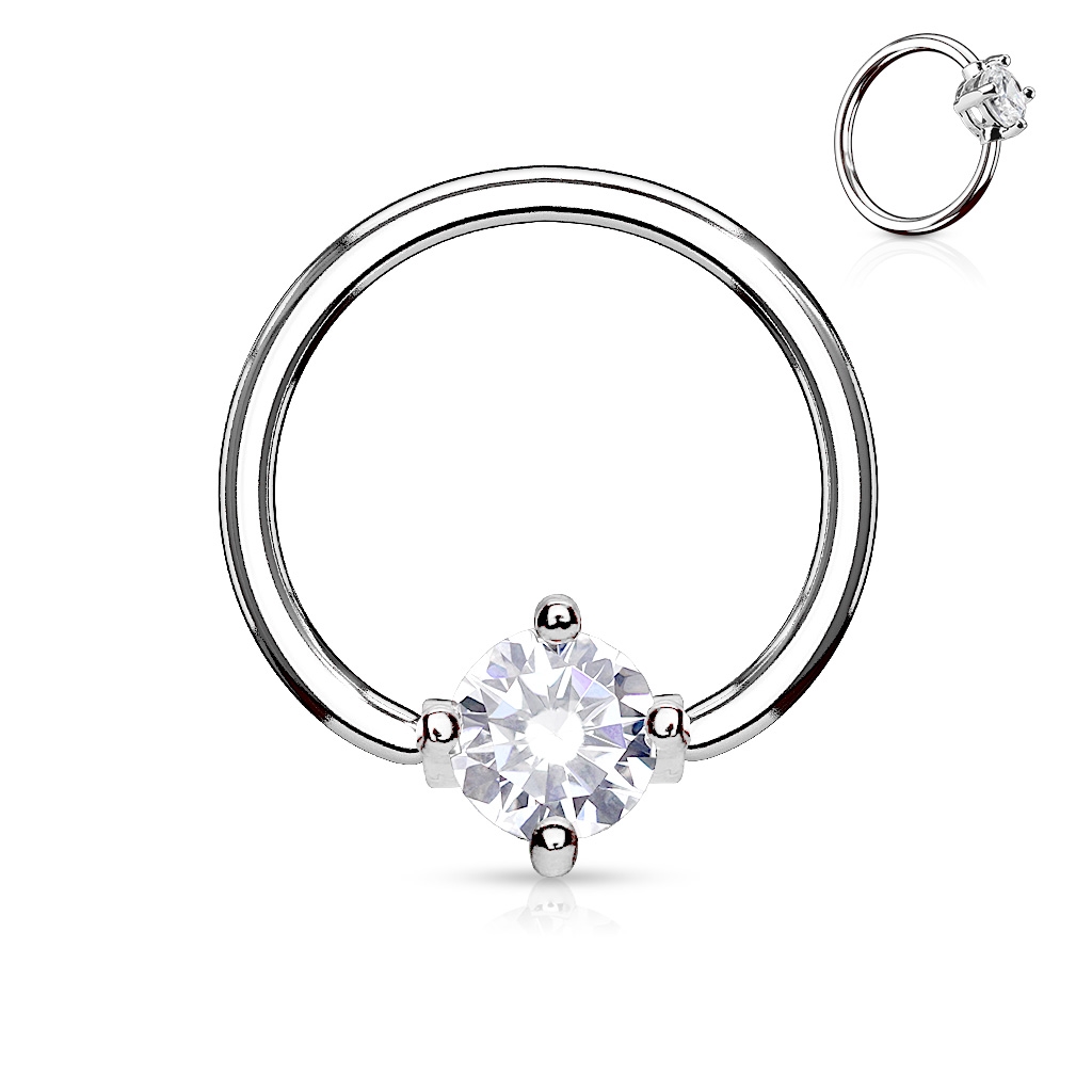 Šperky4U Piercing - kruh s kamínkem - K1021-C