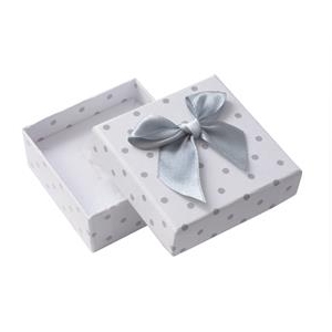 Šperky4U Krabička na soupravu šperků bílá, šedé puntíky - KR0184-WH