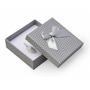 Krabička na soupravu šperků šedá, bílé puntíky