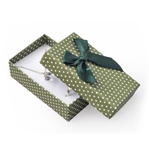 Krabička na súpravu šperkov zelená, biele bodky