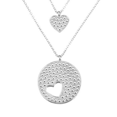 Šperky4U Dvojitý ocelový náhrdelník s přívěšky - OPD0060