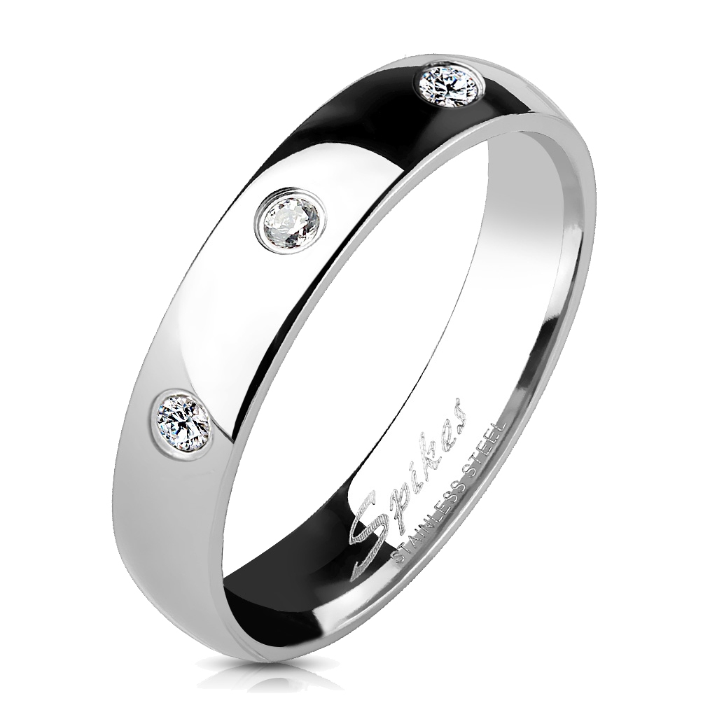 Spikes USA OPR1198 Dámský snubní prsten se 3mi zirkony - velikost 55 - OPR1198-4-55