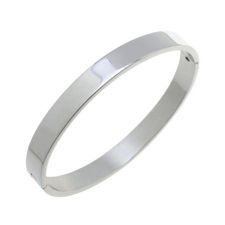 Šperky4U Ocelový náramek kruh otevírací 55 x 48 mm, šíře 6 mm, lesklý - OPA1335