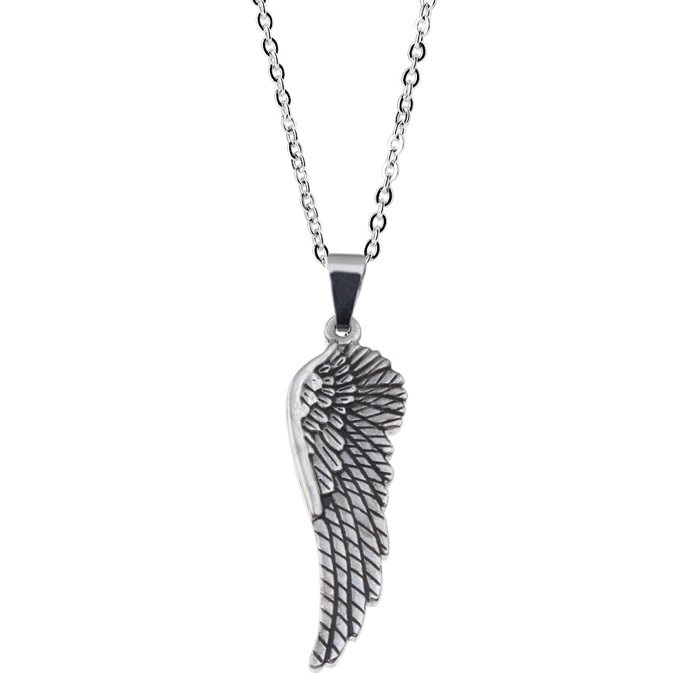 Šperky4U Ocelový řetízek s přívěškem andělské křídlo - OPD0072