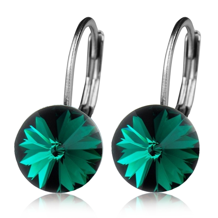 Oceľové náušnice s kryštálmi Swarovski ®, EMERALD