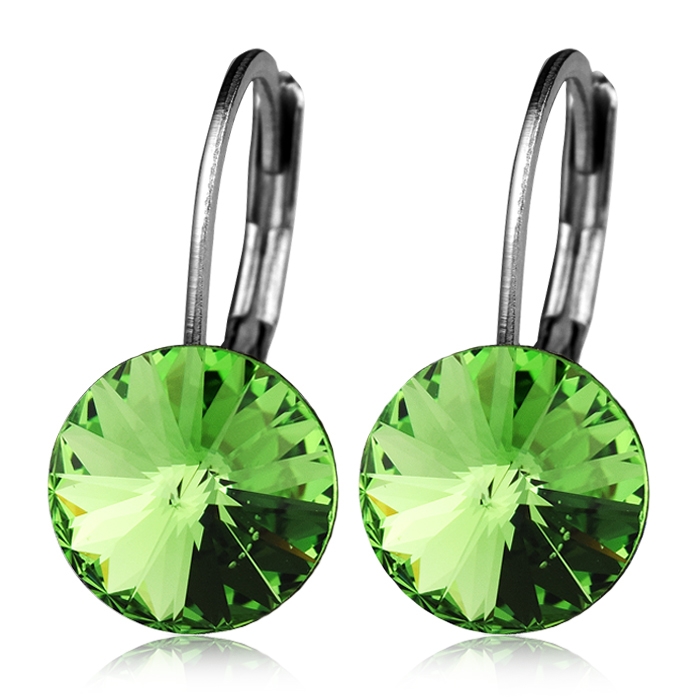 Oceľové náušnice s kryštálmi Swarovski ®, PERIDOT