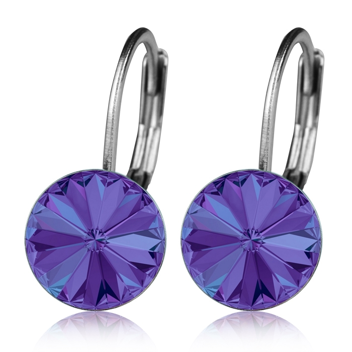 Oceľové náušnice s kryštálmi Swarovski ®, heliotrope