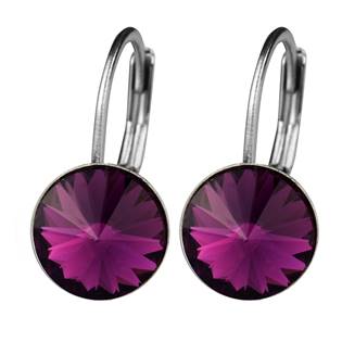Ocelové náušnice s krystaly Swarovski®, AMETHYST