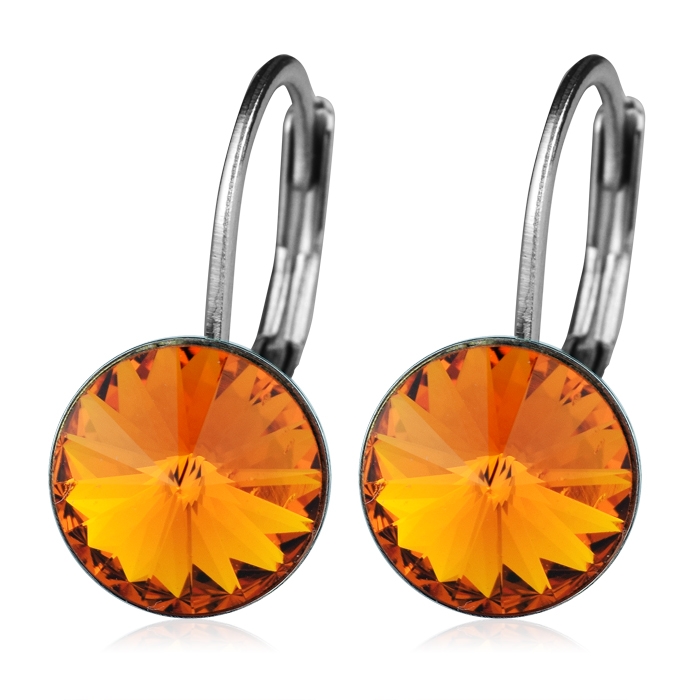 Oceľové náušnice s kryštálmi Swarovski ®, TANGERINE