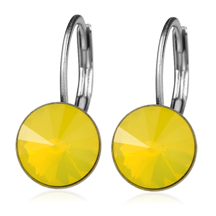 Oceľové náušnice s kryštálmi Swarovski ®, YELLOW OPAL