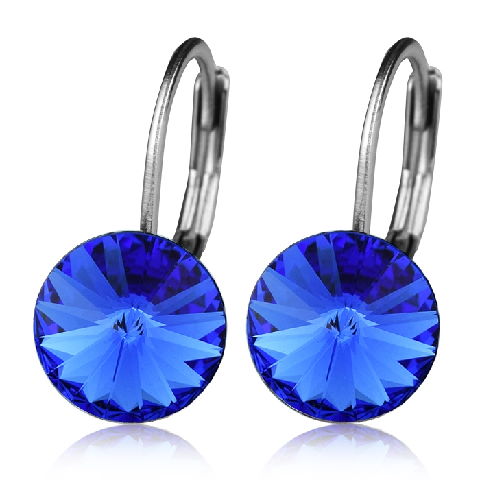 Oceľové náušnice s kryštálmi Swarovski ®, SAPPHIRE