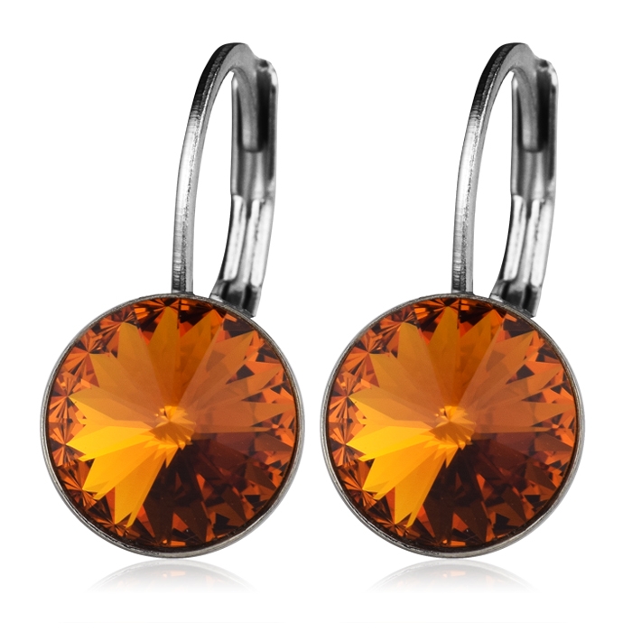 Oceľové náušnice s kryštálmi Swarovski ®, TOPAZ