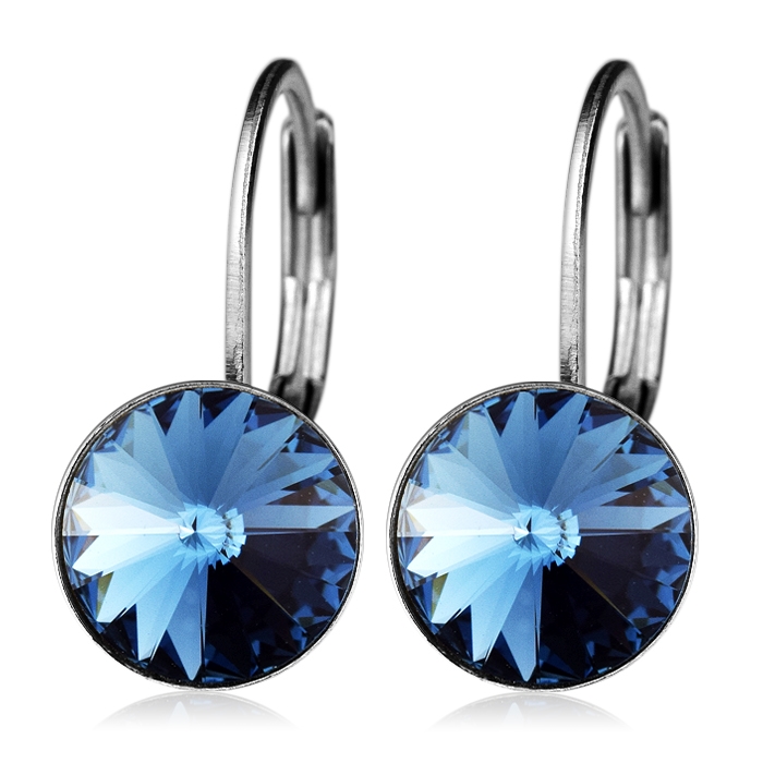 Oceľové náušnice s kryštálmi Swarovski ®, BERMUDA BLUE