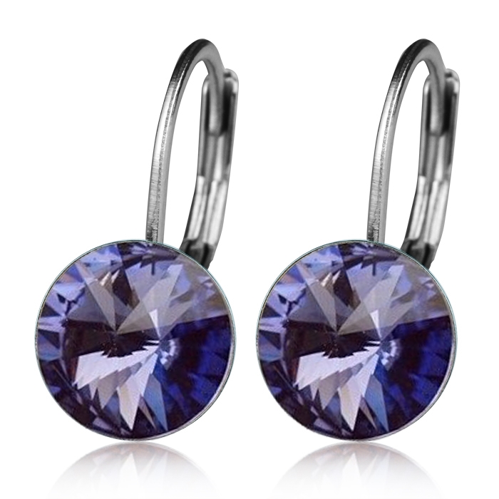 Oceľové náušnice s kryštálmi Swarovski ®, TANZANITE