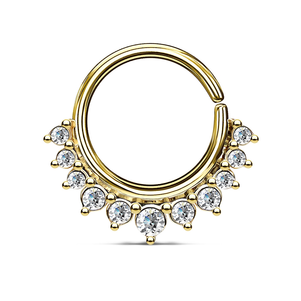 Šperky4U Septum piercing do nosu/ucha kruh s čirými zirkony - N01171-GD