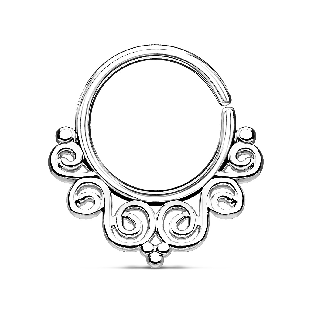 Šperky4U Spetum piercing do nosu/ucha kruh s ornamenty - N01170-ST