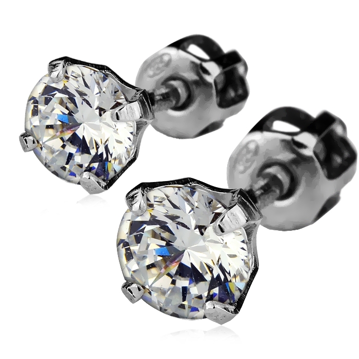 Šperky4U Stříbrné náušnice šroubovací - zirkony 5 mm - ZB53303