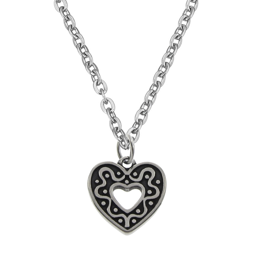 Šperky4U Ocelový řetízek s přívěškem srdce - OPD0080