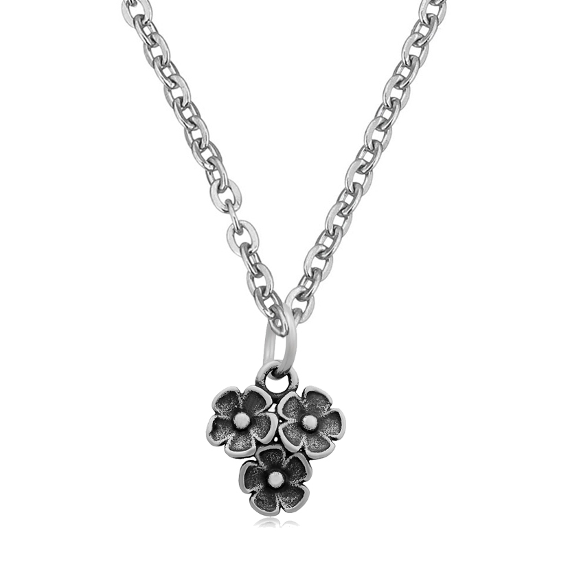 Šperky4U Ocelový řetízek s drobným přívěškem s kytičkami - OPD0083