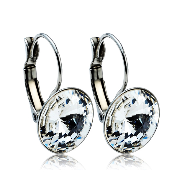 Oceľové náušnice s kryštálmi Swarovski ® 12 mm, CRYSTAL