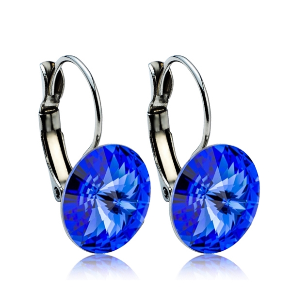 Oceľové náušnice s kryštálmi Swarovski ® 12 mm, SAPPHIRE