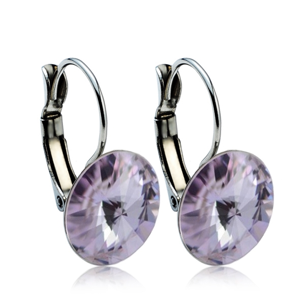 Oceľové náušnice s kryštálmi Swarovski ® 12 mm, VIOLET