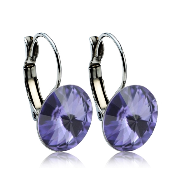 Oceľové náušnice s kryštálmi Swarovski ® 12 mm, TANZANITE