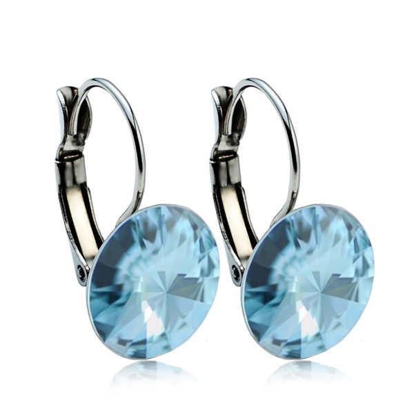 Oceľové náušnice s kryštálmi Swarovski ® 12 mm, AQUAMARINE