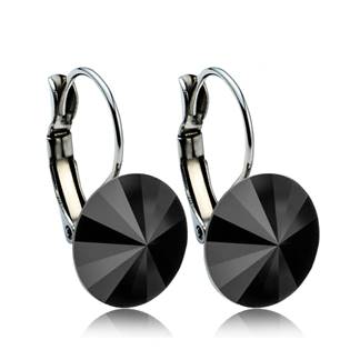 NBS12-BJ Ocelové náušnice s krystaly Swarovski® 12 mm, BLACK JET