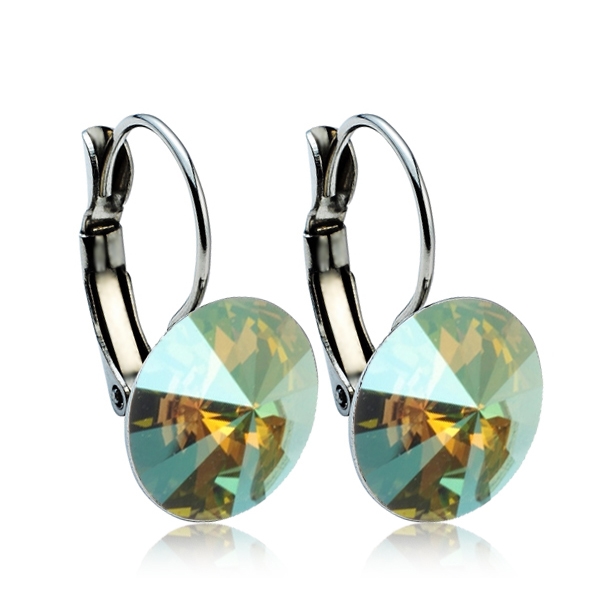 Oceľové náušnice s kryštálmi Swarovski ® 12 mm, Iridescent GREEN